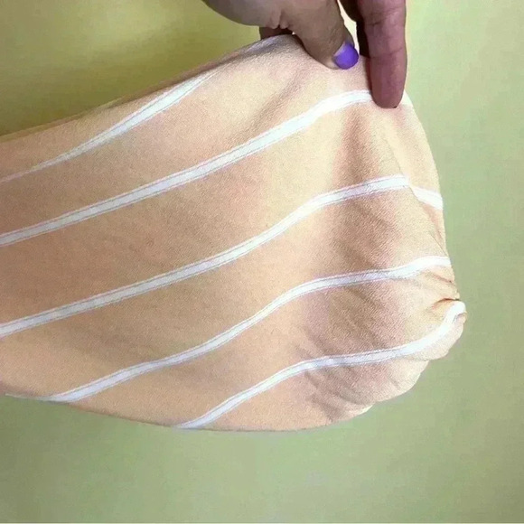 Free People Coral/White Stripe Scoop Neck Button Tiered Crop Peasant Top Size S - Picture 4 of 10